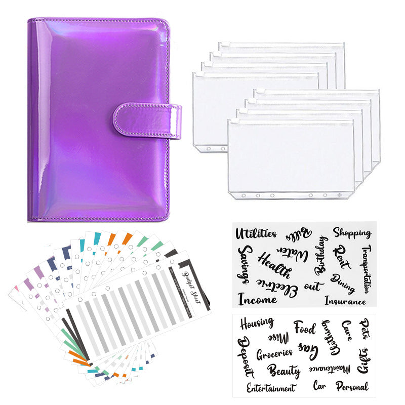 Wholesale Macaron A6 PU Leather Loose Leaf Accounting Laser Notebook